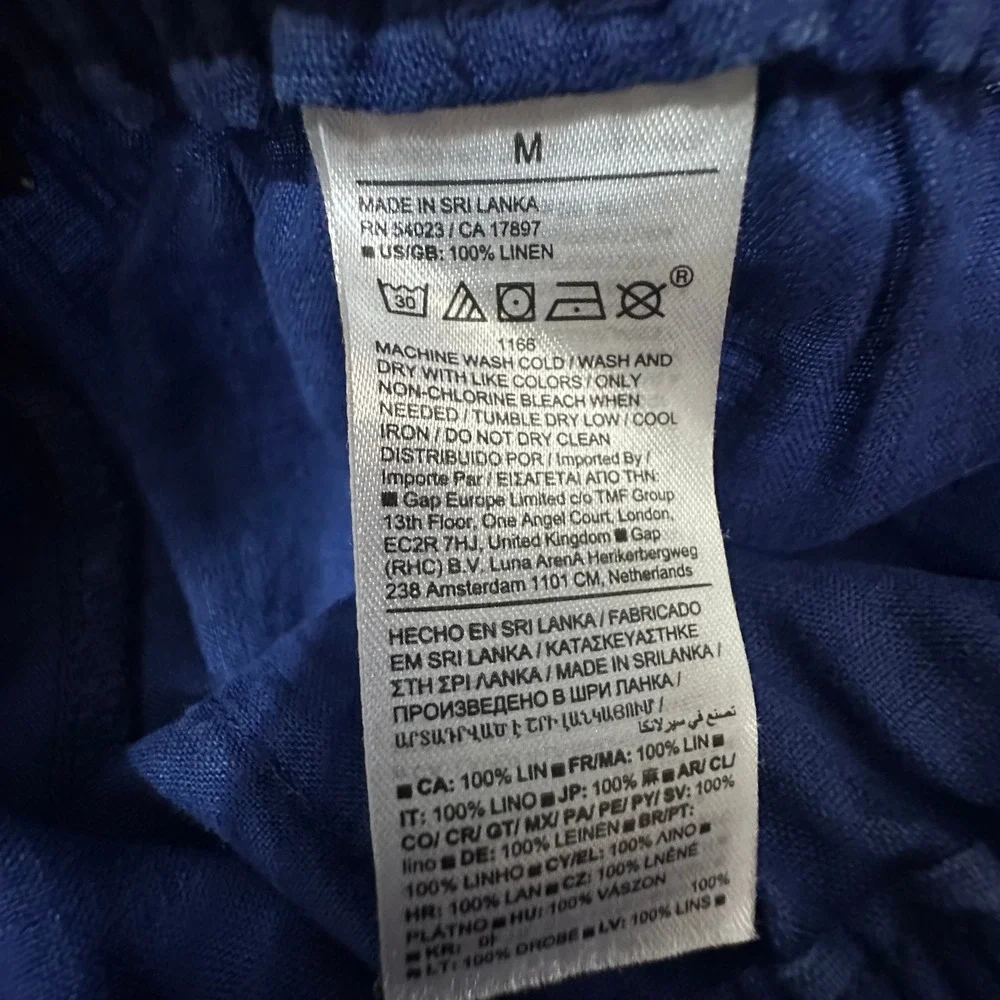 Banana Republic Womens Blue 100% Linen Wide Leg Drawstring Pants Size M Relaxed